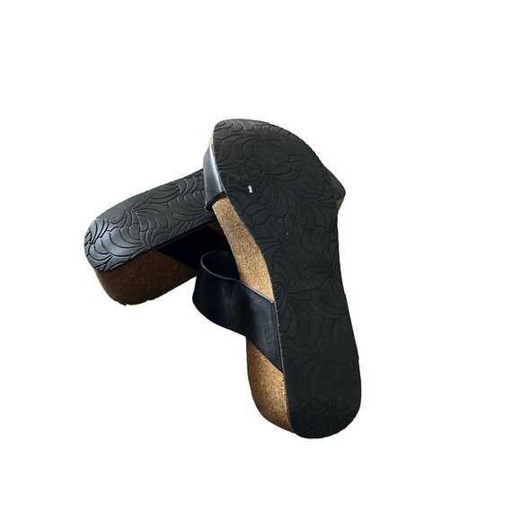 Browns Womens Black Leather Strap Comfort Wedge Sandals Size 6 - Picture 7 of 7